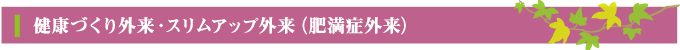 健康づくり外来・スリムアップ外来（肥満症外来）